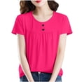 thumbnail image 1 of Lzobxe Womens Tops Short Sleeve Summer Dressy Casual Lightweight Button,Sizes M-5XL, 1 of 4