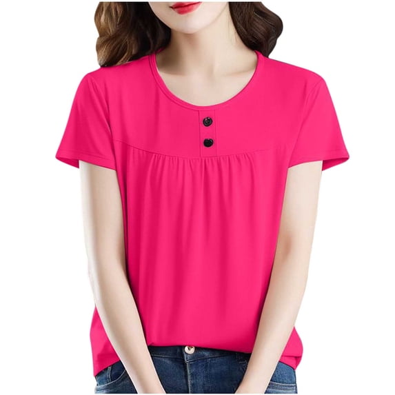 Lzobxe Womens Tops Short Sleeve Summer Dressy Casual Lightweight Button,Sizes M-5XL