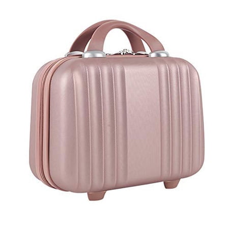 Lzttyee Mini Hard Shell Polychrome Cosmetic Case Luggage, Small Travel Portable Carrying Case Suitcase for Makeup (Rose Gold)
