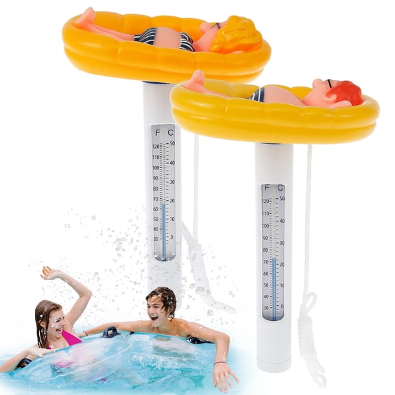 Lzvxtym 2 Pack Floating Pool Thermometer, Shatterproof Floating Water Thermometer Accurate Pool Temperature Thermometer for Indoor Outdoor Swimming Pools Spas