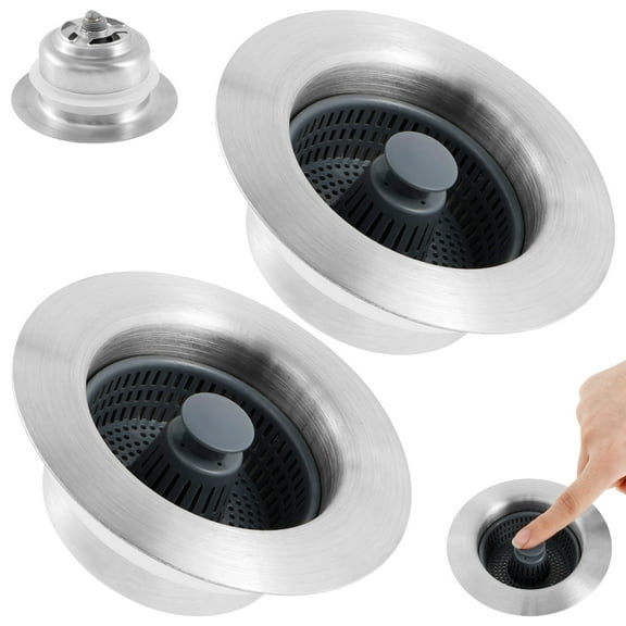 Lzvxtym 2 Pack Kitchen Sink Strainer, Stainless Steel Pop Up Sink Drain Strainer for 3.5inch Drain