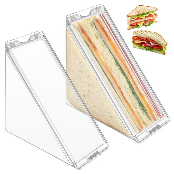 Lzvxtym 2 Pcs Triangle Sandwich Containers, Plastic Sandwich Box Clear Sandwich Bento Box Sandwich Packing Box Sandwich Case 6.1×4.1×2.36 Inch