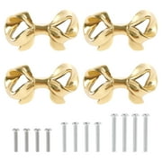 Keyohome 4Pcs Drawer Knob,Brass Cabinet Knobs,Bow Dresser Knobs with Screws for Home Office Cabinet Closet Wardrobe Cupboard