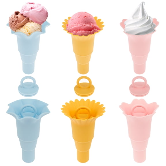 Lzvxtym 6 Pcs Silicone Popsicle Holder, Ice Pop Holder with Hanging Empty Design Flower Ice Popsicle Holders for Shaved Ice Ice Cream Snacks