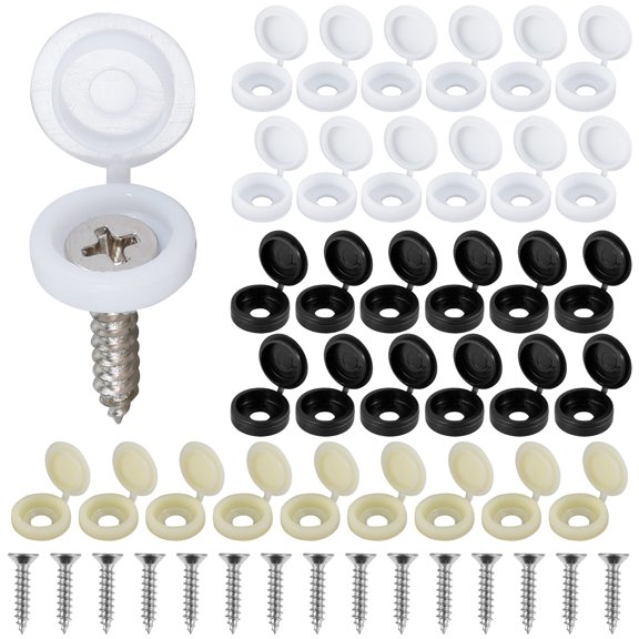 Lzvxtym 600Pcs Screws and Covers Set Sturdy Self-Tapping Screws Plastic Screw Protective Cover Caps Number Plate Fixing Screws Premium Screw Flip Top Covers