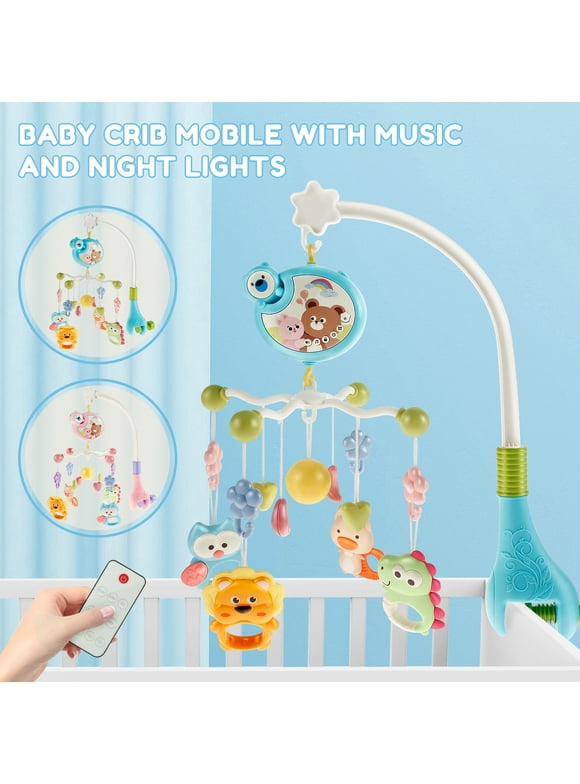 Lzvxtym Baby Crib Mobile Toys,Crib Music Mobile Hanging Toys,Hanging Rotating Rattles,with Light,for Unisex 1+ Years,18.89" × 15.74"