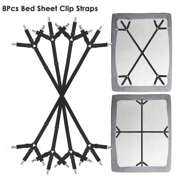 Lzvxtym Bed Sheet Holder Straps,8Pcs Elastic Bedsheet Straps for All Round and Square Mattresses Keep Sheets Tidy,24 Clips