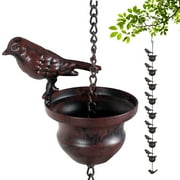 Lzvxtym Bird Rain Chains 7.87ft Iron Rain Catcher Chain for Gutters Outdoor Decorative Hanging Chain with Relaxing Wat