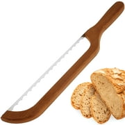 Lzvxtym Bread Knife, Bread Bow Knife, Bagel Cake Knife, Bread Knife for Homemade Bread, 15.7×2.4 Inch Wooden Serrated Bagel Knife