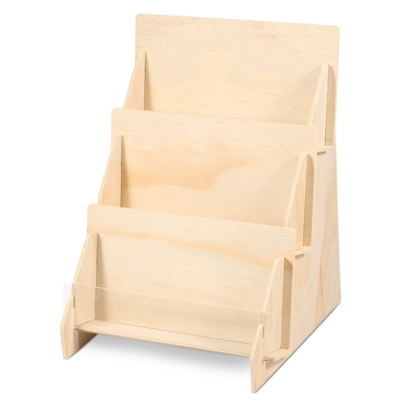 Lzvxtym Card Display Stand Greeting Card Display 3 Tier Wooden Card Stand Multifunctional Card Display Stand Easy to Install Greeting Card Display for Postcard Brochure Photos