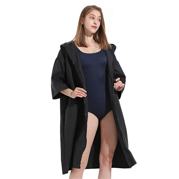 Lzvxtym Changing Robe with Hood Microfiber Towel Poncho Robe with Zipper Short Sleeve Surf Poncho Oversized Changing Towel Robe Quick Dry Towel Poncho One Size Fit All