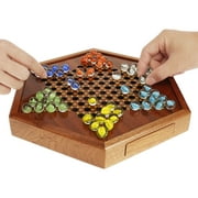 Keyohome Chinese Checkers,Wooden Chinese Checkers Game,Family Board Game,Party Game,1-6 Players.12.6"