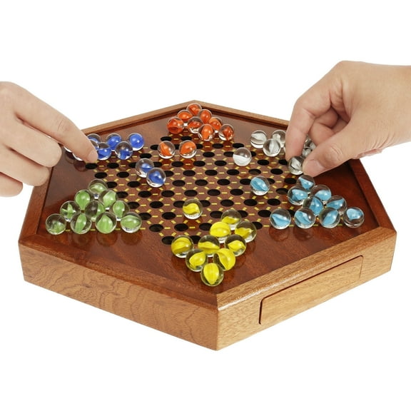 Keyohome Chinese Checkers,Wooden Chinese Checkers Game,Family Board Game,Party Game,1-6 Players.12.6"
