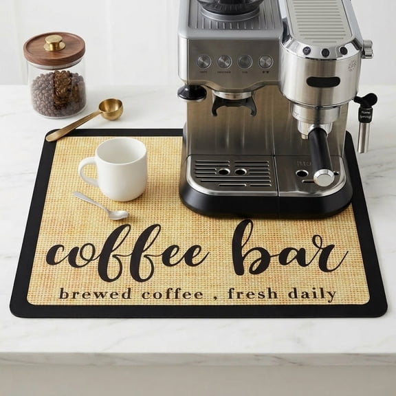Lzvxtym Coffee Mat Hide Stains Rubber Backed Coffee Bar Countertop Mat Waterproof Placemat Kitchen Counter Coffee Bar Accessories