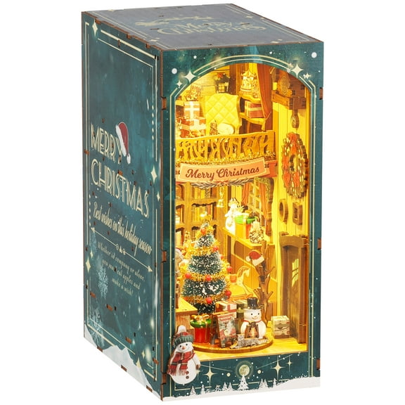 Lzvxtym DIY Book Nook Kit,Miniature Dollhouse Booknook Kit,Pretty Puzzle Bookend Bookshelf Decor for Gifts