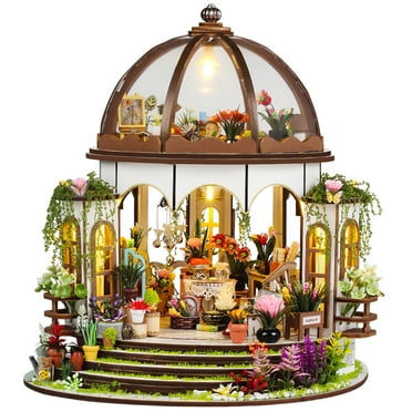Lzvxtym DIY Miniature Dollhouse Kit 1:24 Scale 3D Wooden Dollhouse Making Kit with LED Light and Furniture Handmade Miniature House Kit Educational Mini House Building Set for Kids Adults