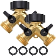 Lzvxtym Double Tap Connector,2Pcs Splitter Faucet Faucet Y 2 Way Garden Hose for 3/4 Supply Hoses, Double Brass Outdoor Garden Faucet
