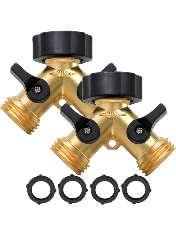 Double Tap Connector,2Pcs Splitter Faucet Faucet Y 2 Way Garden Hose for 3/4 "Supply Hoses, Double Brass Outdoor Garden Faucet