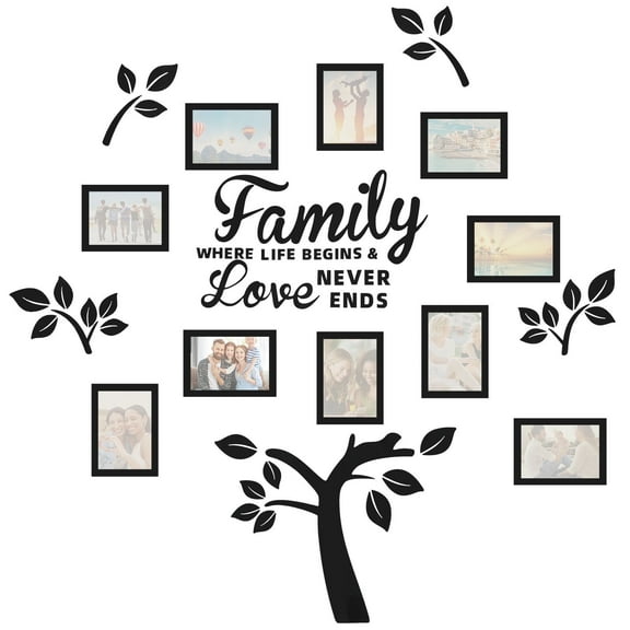 Lzvxtym Family Tree Wall Decals DIY Adhesive Wall Stickers 3D Picture Frames Decor for Home Living Room