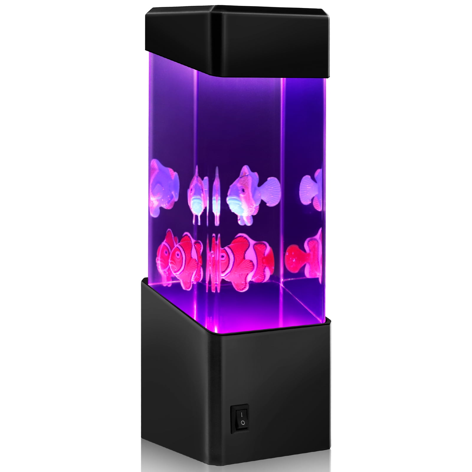 Lzvxtym Fish Lava Lamp USB/Battery Operated LED Fish Night Light Auto Color Changing Simulated