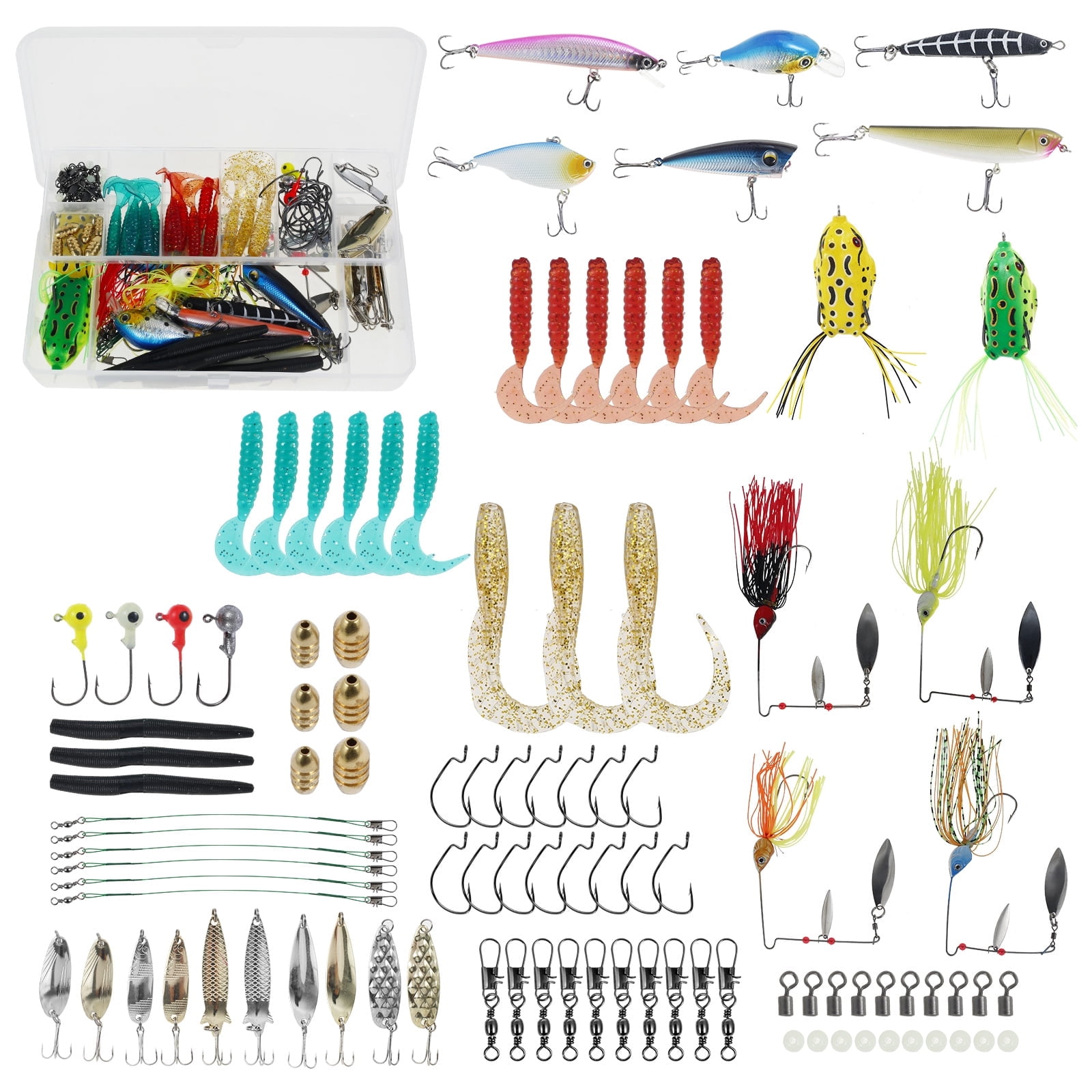 Lzvxtym Fishing Lures,Fishing Lures Kit,Fishing Bait Lure Set for Saltwater Freshwater,with Tackle Box,102Pcs