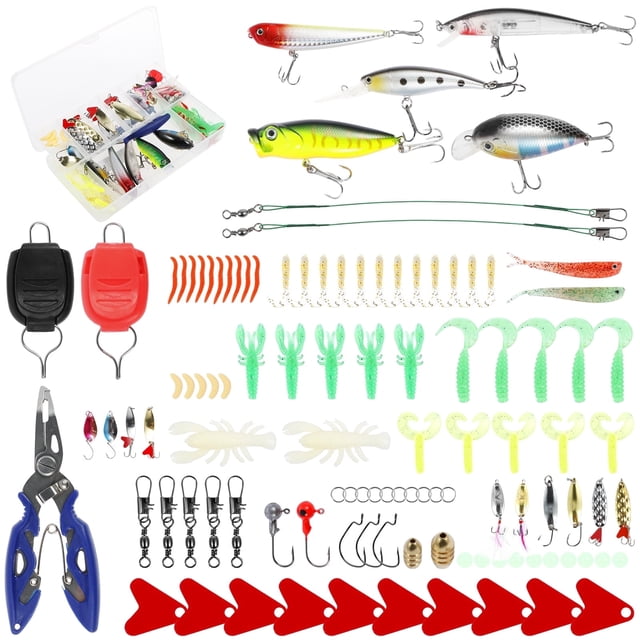 Lzvxtym Fishing Lures,Fishing Lures Kit,Fishing Bait Lure Set for Saltwater Freshwater,with Tackle Box,106Pcs