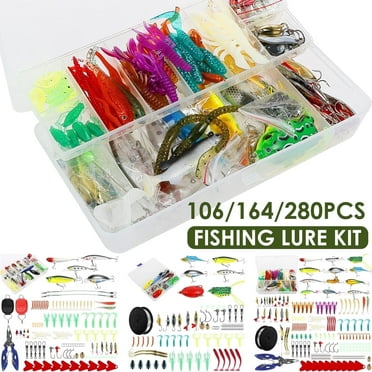 Lzvxtym Fishing Lure Kit Hard Lure Baits Set Metal Life-Like 3D Fishing Lures,164Pcs