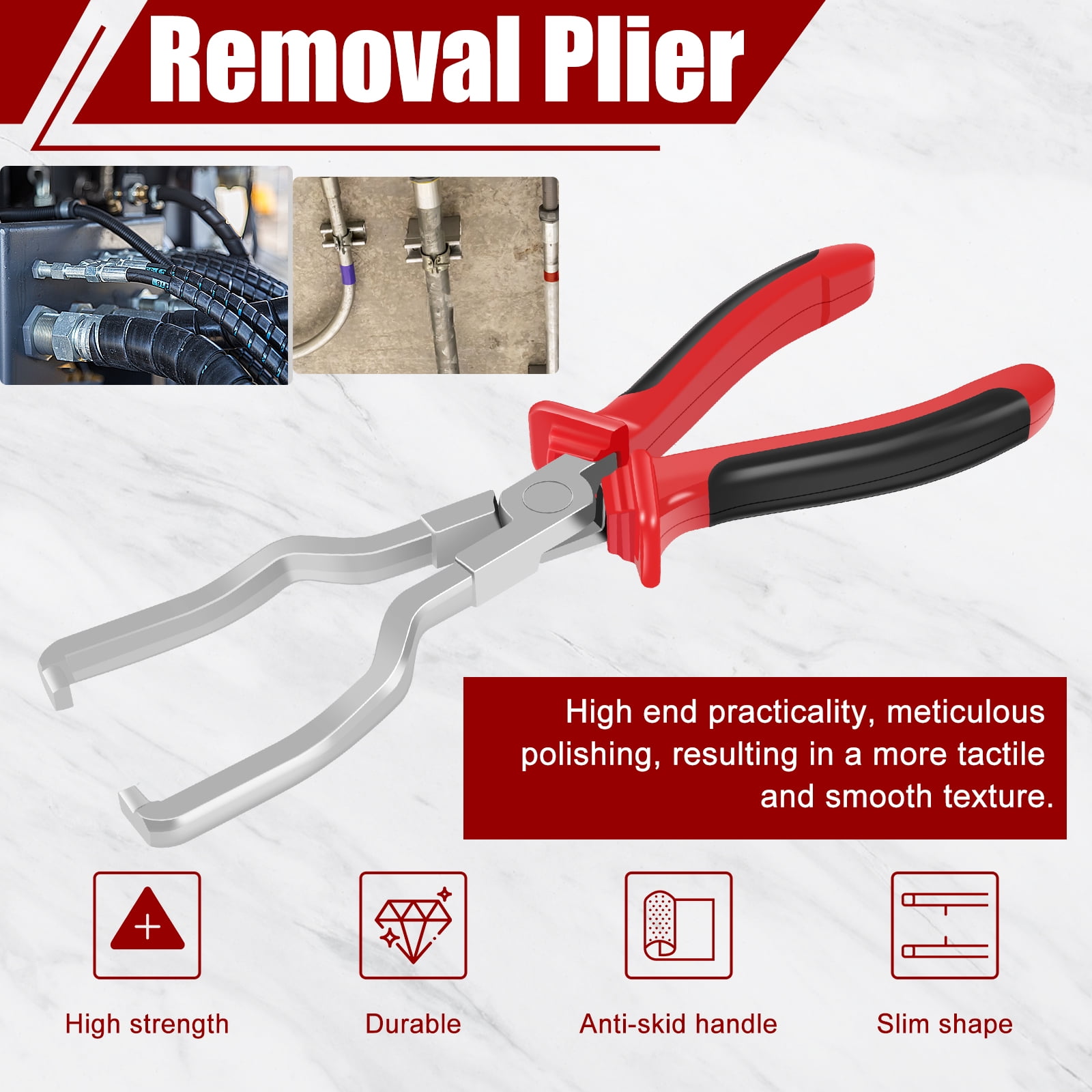 Lzvxtym Fuel Line Pliers 9 inch Fuel Line Clip Removal Pliers Steel