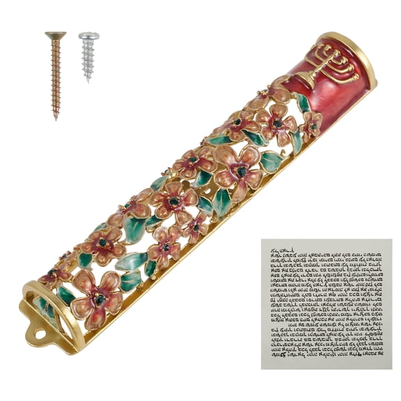 Lzvxtym Hand Painted Mezuzah Zinc Alloy Enamel Mezuzah Beautifully Shape Decorative Hand Painted Mezuzah Easy to Install Clean Enamel Mezuzah Solid Stable Suitable for Home