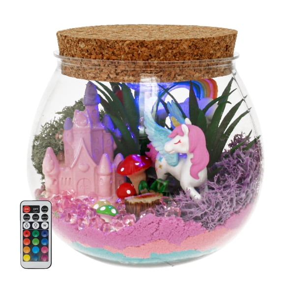 Lzvxtym Light up Terrarium Kit for Kids Lovely Bright Color LED Night Light Terrarium Kit Easy to Assemble DIY Garden Terrarium Kit Crafts With Lights for Boys Girls