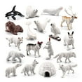 thumbnail image 1 of Lzvxtym Mini Arctic Animals Toys Set 18Pcs Polar Animal Figurines for Toddlers Plastic Arctic Tundra Deer Toy Animal Small White Bear Arctic Fox Kids Diorama Birthday Gift, 1 of 11