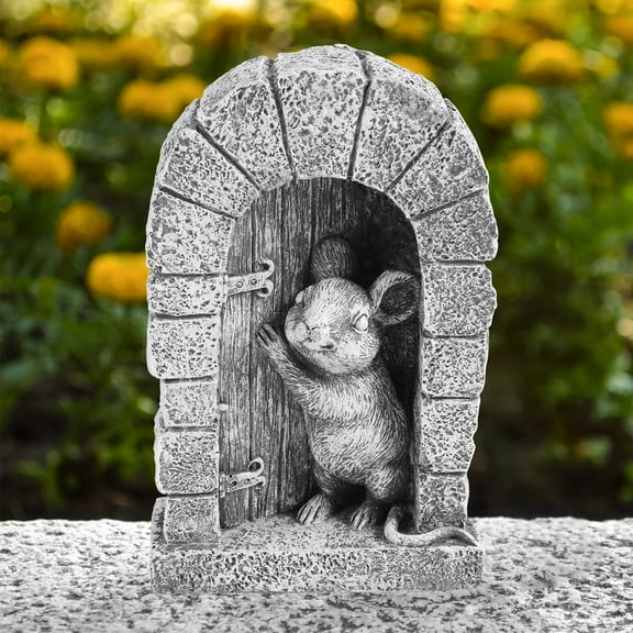 Lzvxtym Mouse Garden Decor Resin Mouse Yard Statues Weather Proof Mouse Sculpture Creative Mouse Ornament Mouse Outdoors Decor Cute Mouse Garden Crafts for Yard Lawn Patio