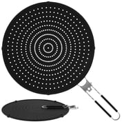 Lzvxtym Silicone Splatter Screen for Frying Pan,13 inches Grease Splatter Guard with Foldable Handle,Dishwasher Safe, Black