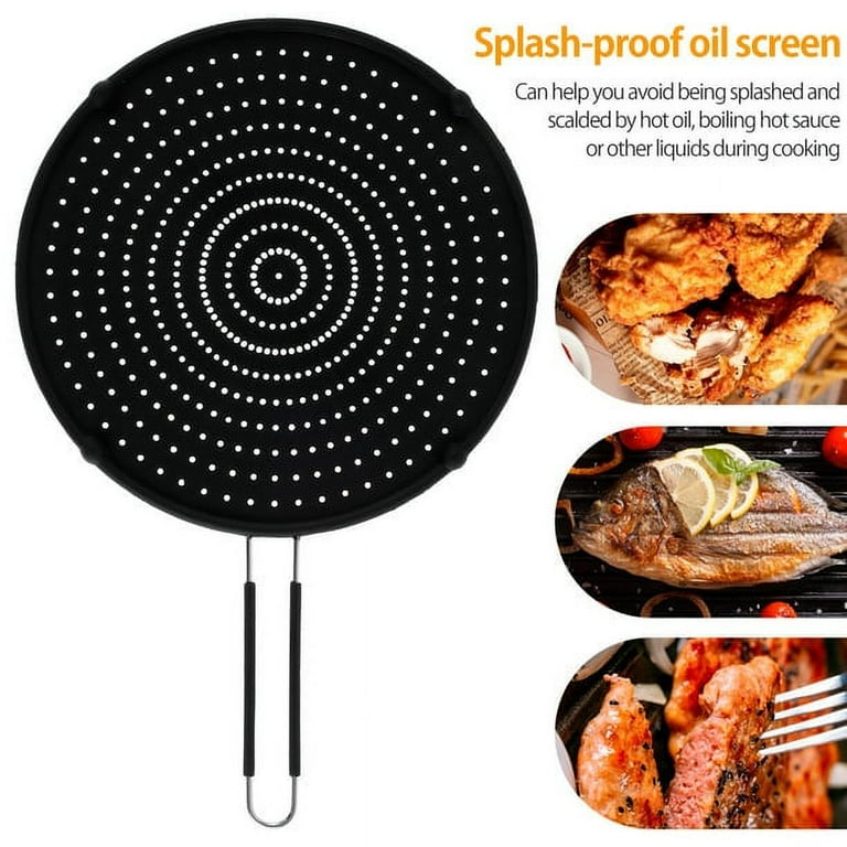 The True 13 Oven Safe Silicone Splatter Screen for Frying Pan, Black