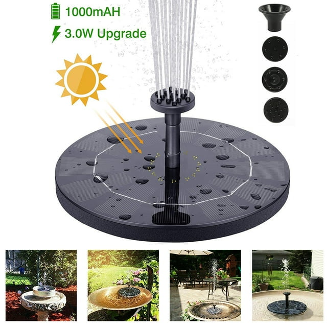 Lzvxtym Solar Fountain Pump Free Standing Solar Birdbath Fountain Solar ...