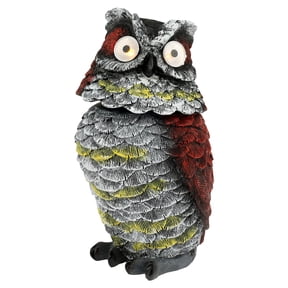 Lzvxtym Solar Owl with Flashing Eyes and Rotating Head Realistic Solar Powered Garden Owl Resin Owl Statue Waterproof Solar Owl Decoys to Scare Birds Away for Patio Yard Porch Lawn