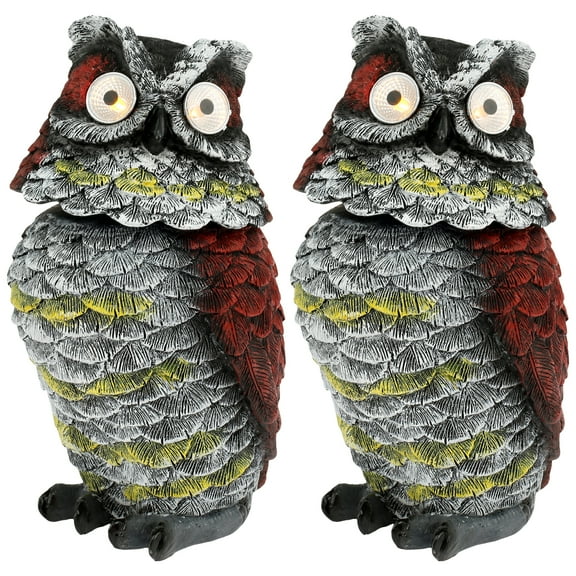 Lzvxtym Solar Owl with Flashing Eyes and Rotating Head Realistic Solar Powered Garden Owl Resin Owl Statue Waterproof Solar Owl Decoys to Scare Birds Away for Patio Yard Porch Lawn