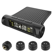 Lzvxtym Tire Pressure Monitoring Systems Wireless Solar TPMS with 4 External Sensors Real Time Pressure and Temperature Alarm for Trailer RV Car Truck