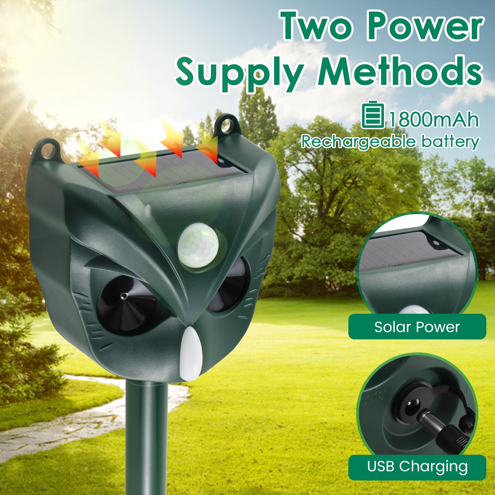 Lzvxtym Ultrasonic Cat Deterrents 5 Sensitivity Modes Solar Cat