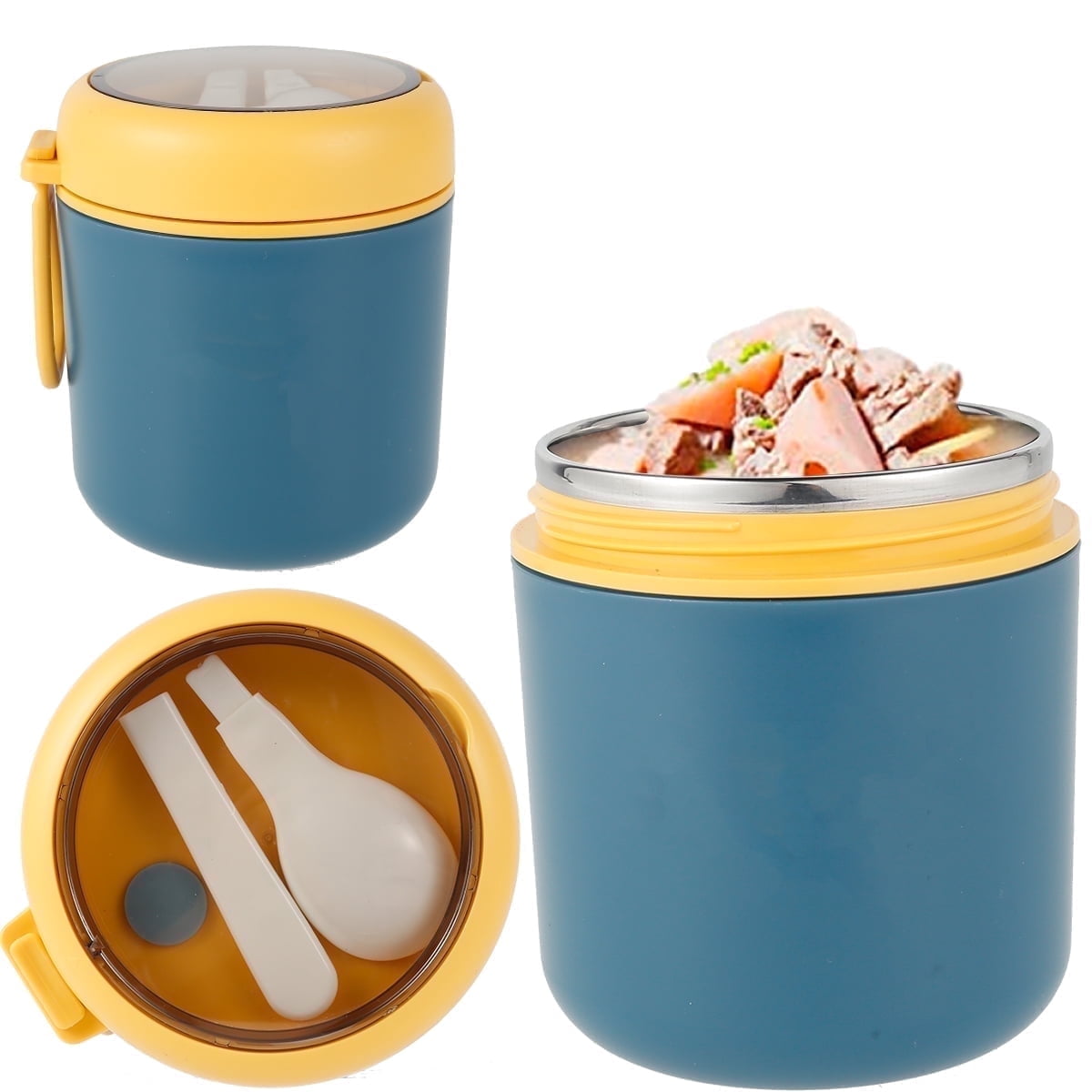 Lzvxtym Vacuum Insulated Food Jar For Kids with Foldable Spoon 17.9 oz Stainless Steel Thermal Food Container Food Thermos(Green)