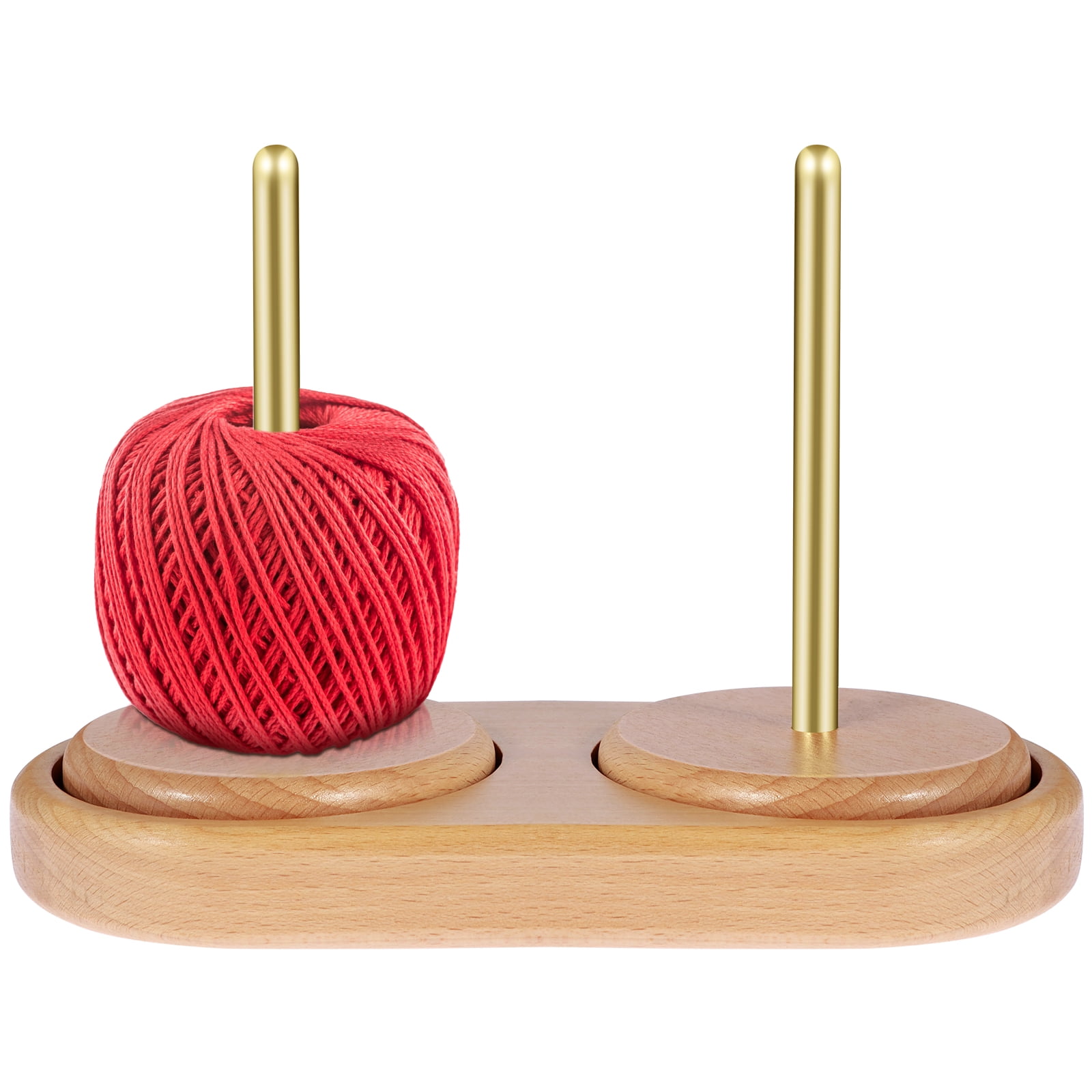 Lzvxtym Weighted Double Yarn Holder Beech with Twirling Mechanism Beech