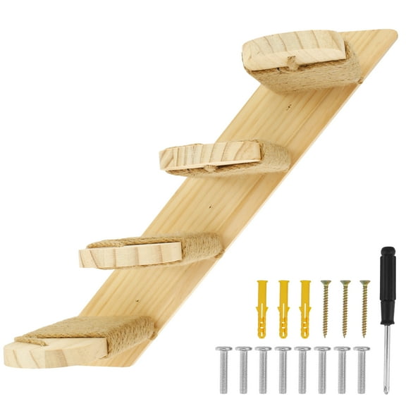 Lzvxtym Wood Cat Wall Stairs,Four Layers Cat Wall Ladder,Wall Mounted Cat Shelf Stairway for Cat Perch Sleeping,With Sisal Rope