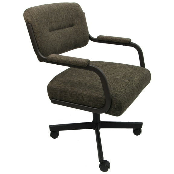 M-110 Swivel Dining Caster Chair on Wheels - Sanora Brown Fabric Brown Frame