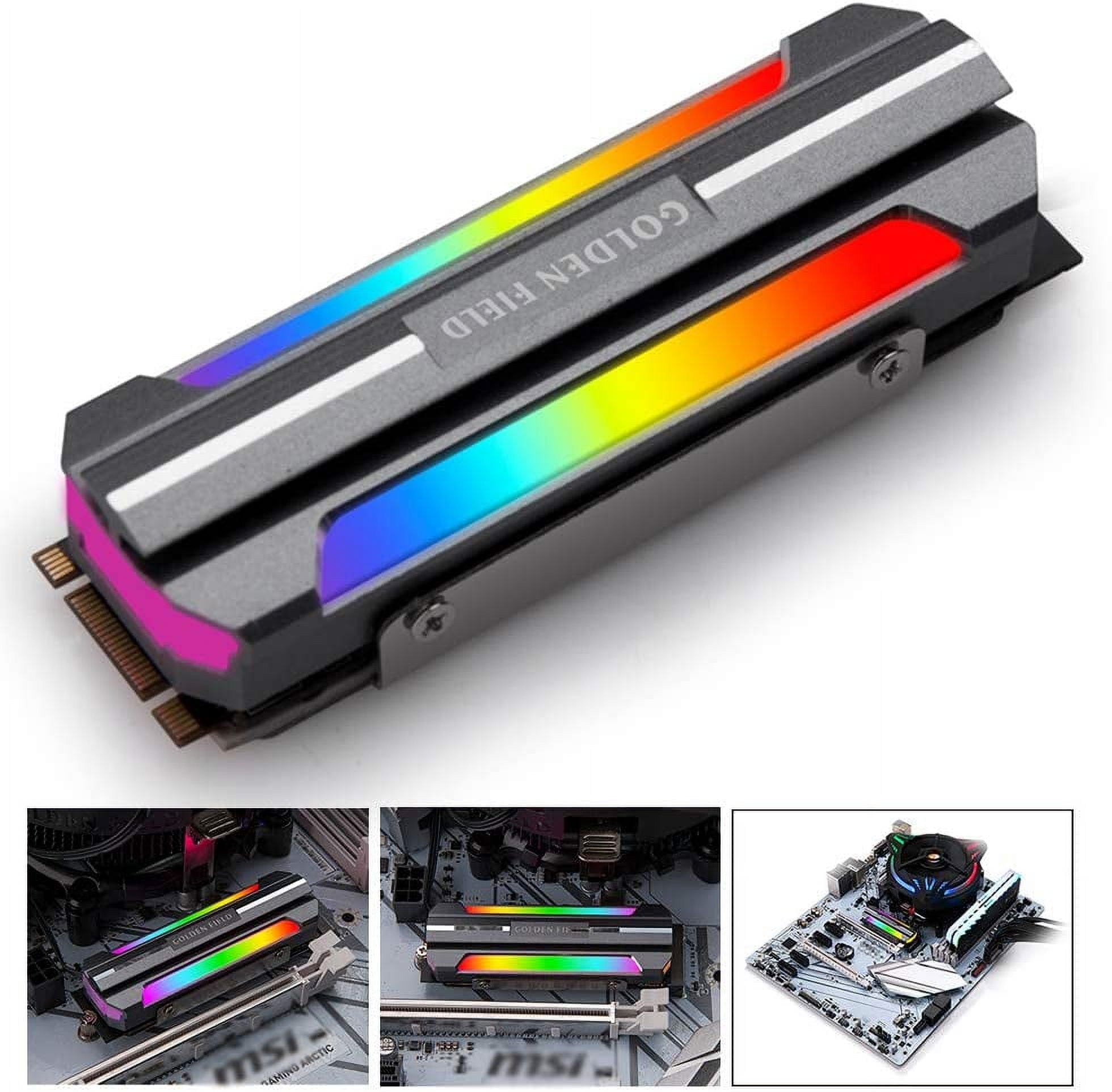 M.2 2280 Heatsink Cooler,SSD Heatsinks ARGB Thermal Pad 5V 3pin Radiator M.2 SSD Cooling Sink
