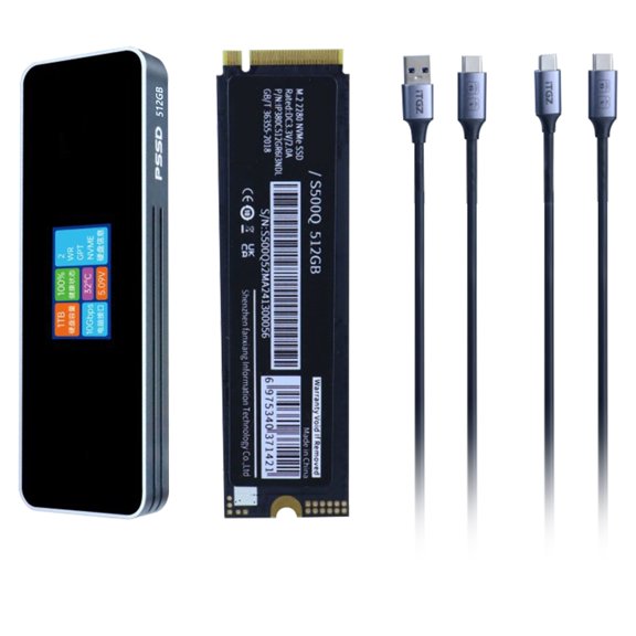 M.2 2280 SSD Enclosure with USB3.1 GEN2 10Gbps Support Hard Disk Drive with LCD