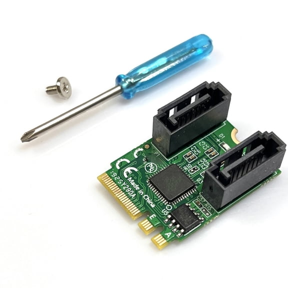 M.2(A+E Key) to Double Port SATA3.0 Expansion Card Fast Speed Data Transfer Networking Expansion Module for PC Computer