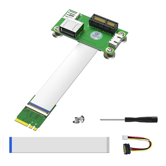 M.2 A+E Key to PCIe Extension Kit Flat Ribbon Cable Board Set for Computer Board