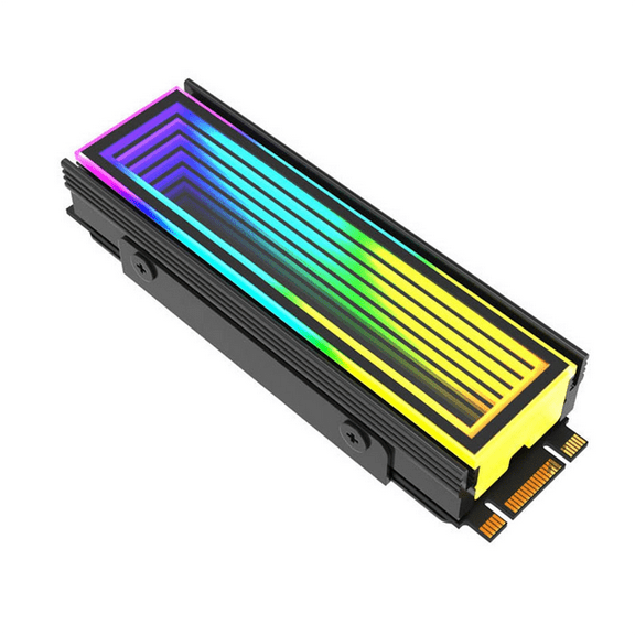 M.2 ARGB Computer Radiator 2280 SSD M2 Radiator PC RGB M.2 Nvme Cooler Heatsink Endless Abyss Effect,Black aluminum,other Black,1 * Radiator Fan