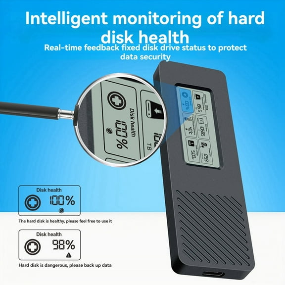 M.2 Hard Drive Box NVME/NGFF SATA Dual Protocol SSD Enclosure NVME to USB3.2 Intelligent Digital Display Case