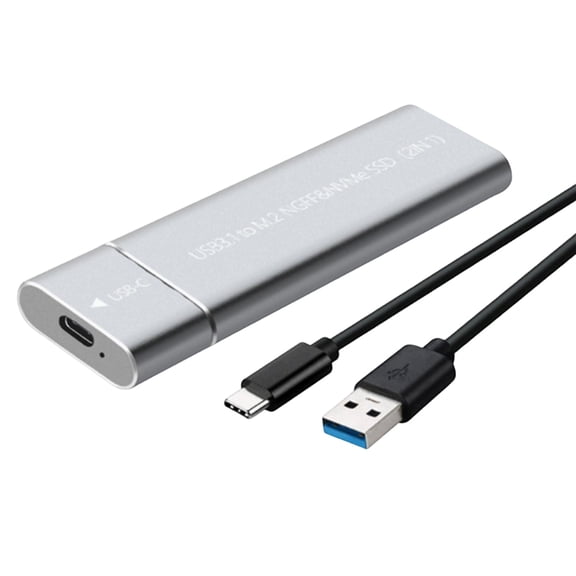 M.2 Hard Drive Enclosure, USB 3.1 Gen2 Type-C Metal Case, Compatible with NGFF SATA & NVMe PCIe SSD Silver